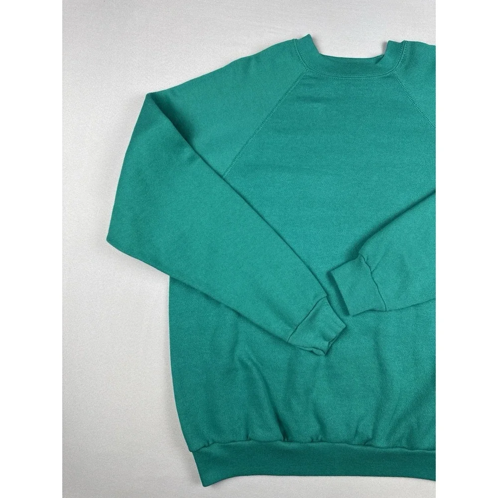 Vintage 80s Tultex Blank Raglan Crewneck Sweatshirt USA Made Green XL